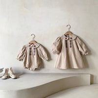 Load image into Gallery viewer, Baby Girls Flower Embroidered Rompers Wholesale 221229853
