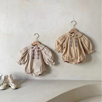 Load image into Gallery viewer, Baby Girls Flower Embroidered Rompers Wholesale 221229853
