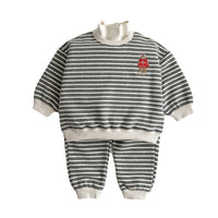 Load image into Gallery viewer, 2 Pieces Set Baby Unisex Striped Cartoon Embroidered Tops And Pants Wholesale 221229864
