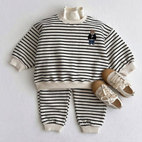 Load image into Gallery viewer, 2 Pieces Set Baby Unisex Striped Cartoon Embroidered Tops And Pants Wholesale 221229864
