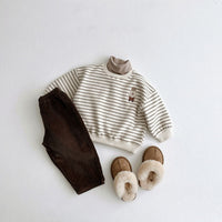 Load image into Gallery viewer, 2 Pieces Set Baby Unisex Striped Cartoon Embroidered Tops And Pants Wholesale 221229864
