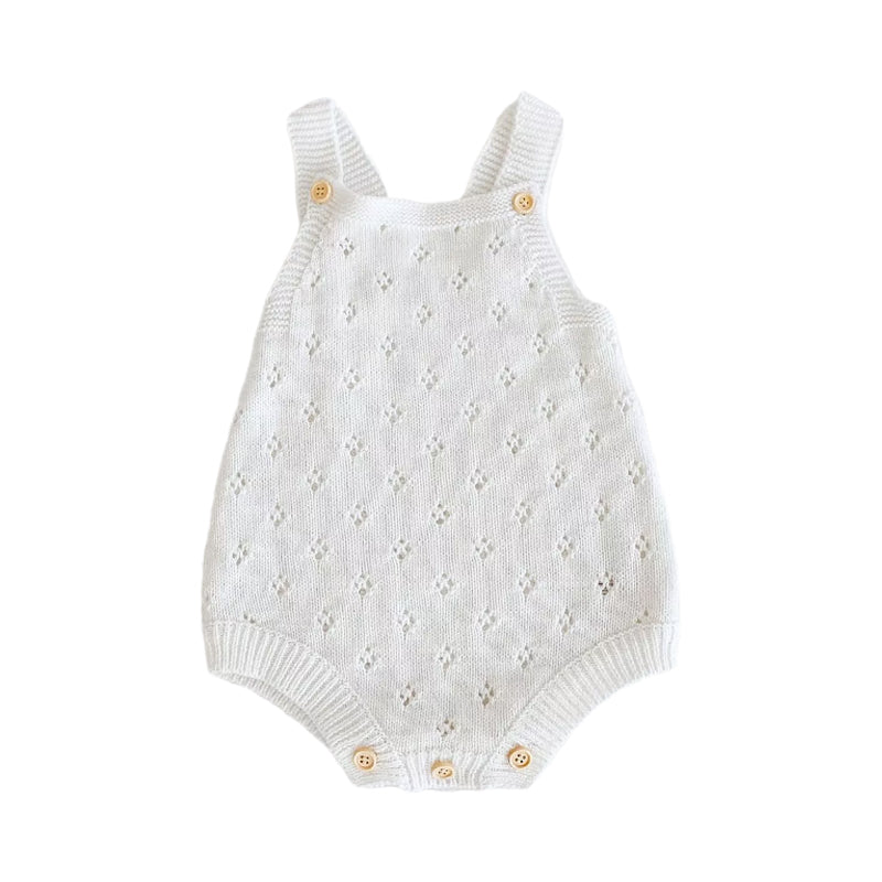 Baby Girls Solid Color Crochet Rompers Wholesale 211116280