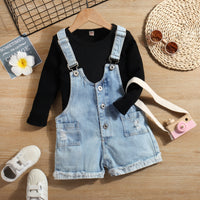 Load image into Gallery viewer, 2 Pieces Set Baby Kid Girls Solid Color Sweaters And Ripped Rompers Wholesale 230103100
