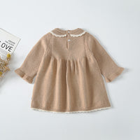 Load image into Gallery viewer, Baby Kid Girls Solid Color Crochet Dresses Wholesale 23010311
