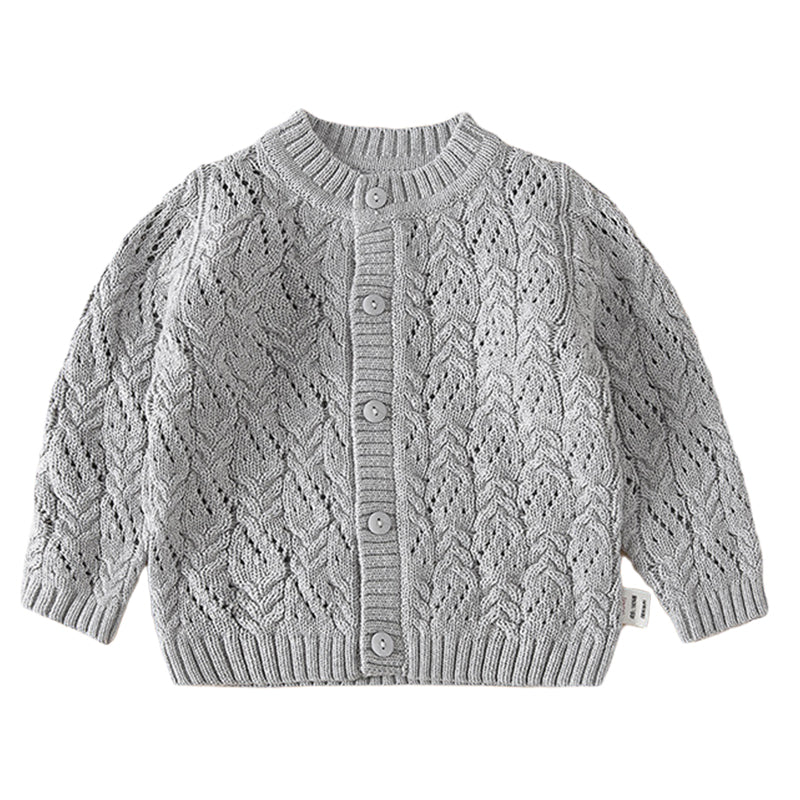 Baby Kid Unisex Solid Color Crochet Cardigan Wholesale 23010313