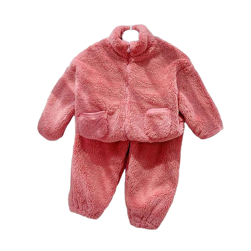 2 Pieces Set Baby Kid Unisex Solid Color Jackets Outwears And Pants Wholesale 230103135