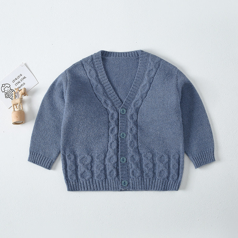 Baby Kid Unisex Solid Color Crochet Cardigan Wholesale 23010316