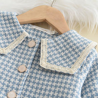 Load image into Gallery viewer, 2 Pieces Set Baby Kid Girls Houndstooth Jackets Outwears And Dresses Wholesale 230103294
