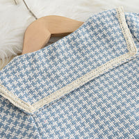 Load image into Gallery viewer, 2 Pieces Set Baby Kid Girls Houndstooth Jackets Outwears And Dresses Wholesale 230103294
