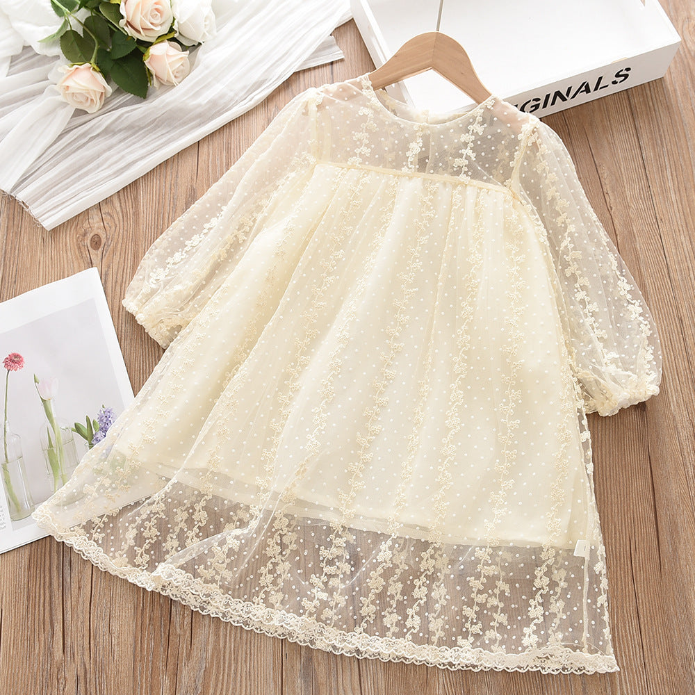 Baby Kid Girls Solid Color Lace Dresses Wholesale 230103312