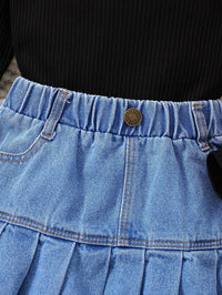 Load image into Gallery viewer, 3 Pieces Set Baby Kid Girls Muslin&amp;Ribbed Tops And Solid Color Skirts And Hats Wholesale 230103314
