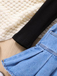 Load image into Gallery viewer, 3 Pieces Set Baby Kid Girls Muslin&amp;Ribbed Tops And Solid Color Skirts And Hats Wholesale 230103314
