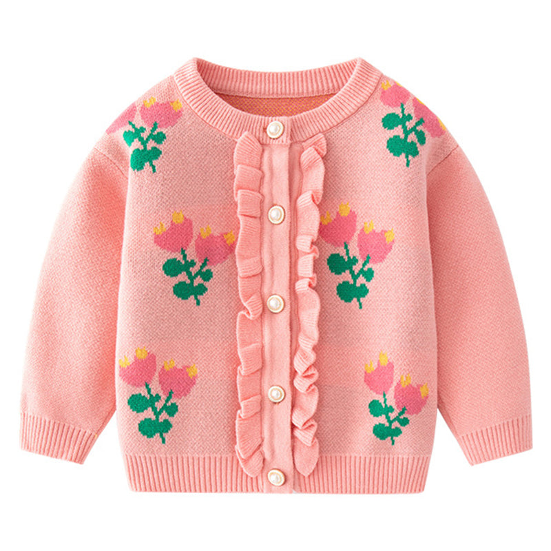 Baby Kid Girls Flower Crochet Cardigan Wholesale 230103315