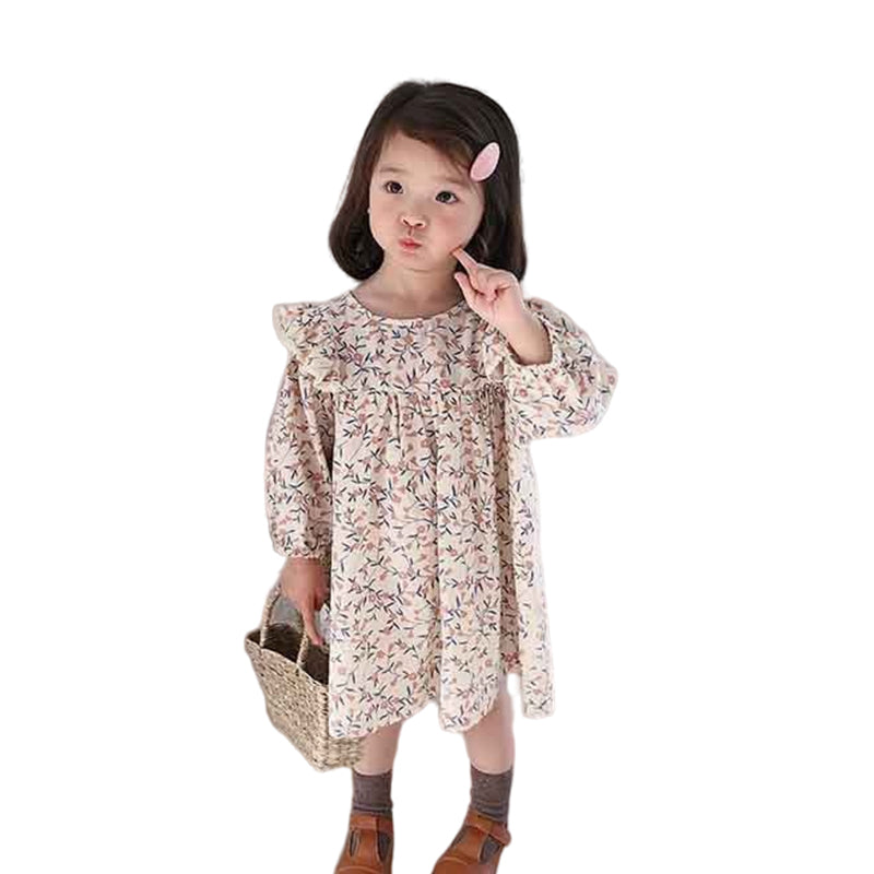 Baby Kid Girls Flower Print Dresses Wholesale 230103331