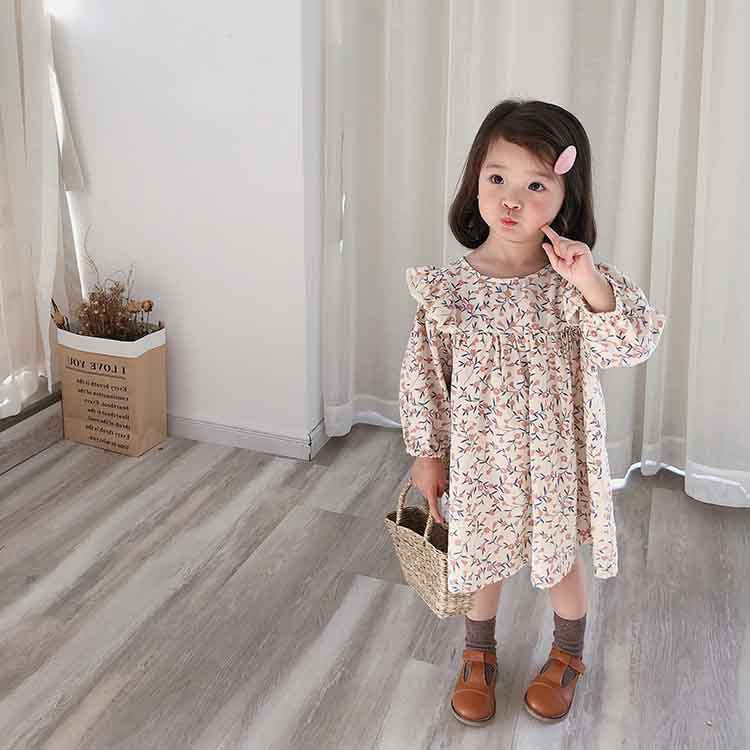 Baby Kid Girls Flower Print Dresses Wholesale 230103331