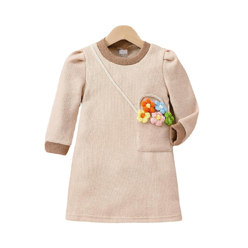 Kid Girls Color-blocking Flower Dresses Wholesale 230103352