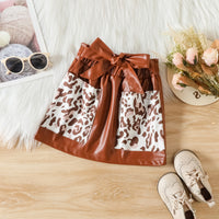 Load image into Gallery viewer, 2 Pieces Set Baby Kid Girls Leopard Tops And Bow Skirts Wholesale 230103403
