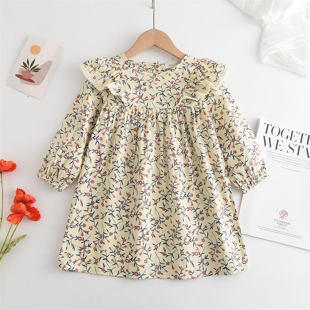 Baby Kid Girls Flower Print Dresses Wholesale 230103421