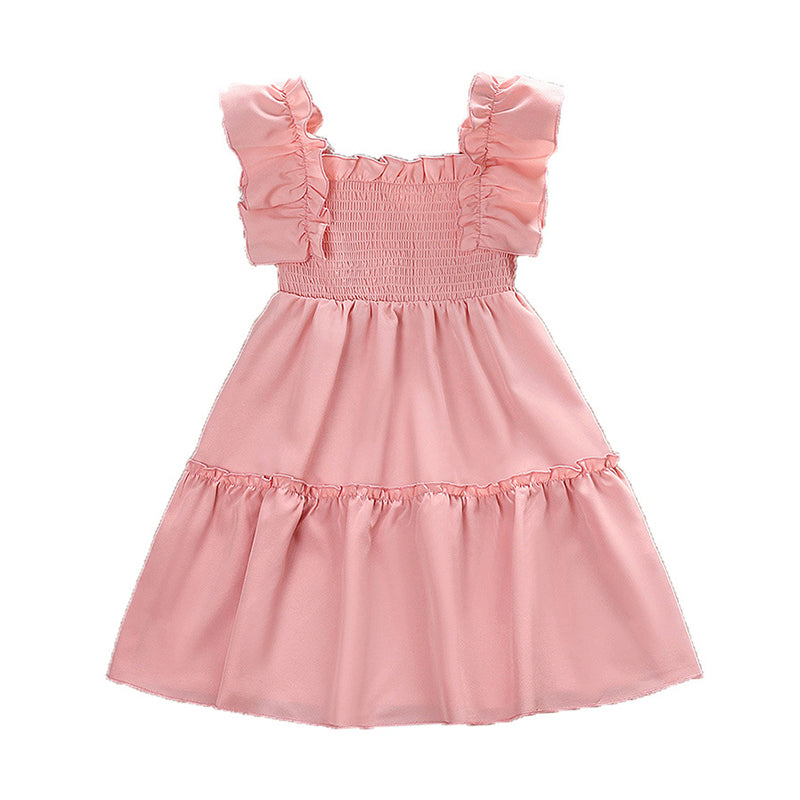 Baby Kid Girls Solid Color Dresses Wholesale 230103544