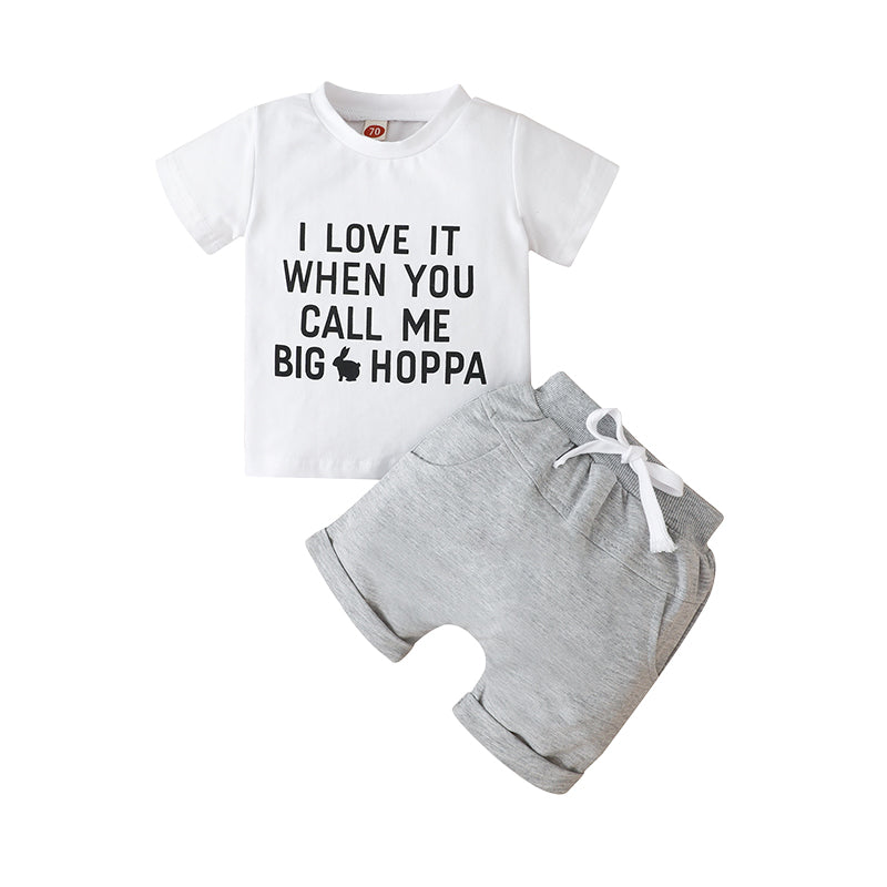 2 Pieces Set Baby Kid Unisex Letters T-Shirts And Solid Color Shorts Wholesale 230103547