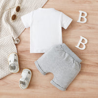 Load image into Gallery viewer, 2 Pieces Set Baby Kid Unisex Letters T-Shirts And Solid Color Shorts Wholesale 230103547
