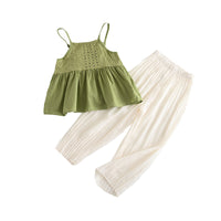 Load image into Gallery viewer, 2 Pieces Set Baby Kid Girls Solid Color Tank Tops And Pants Wholesale 230103565
