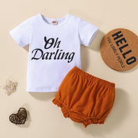 Load image into Gallery viewer, 2 Pieces Set Baby Girls Letters T-Shirts And Solid Color Shorts Wholesale 230103574
