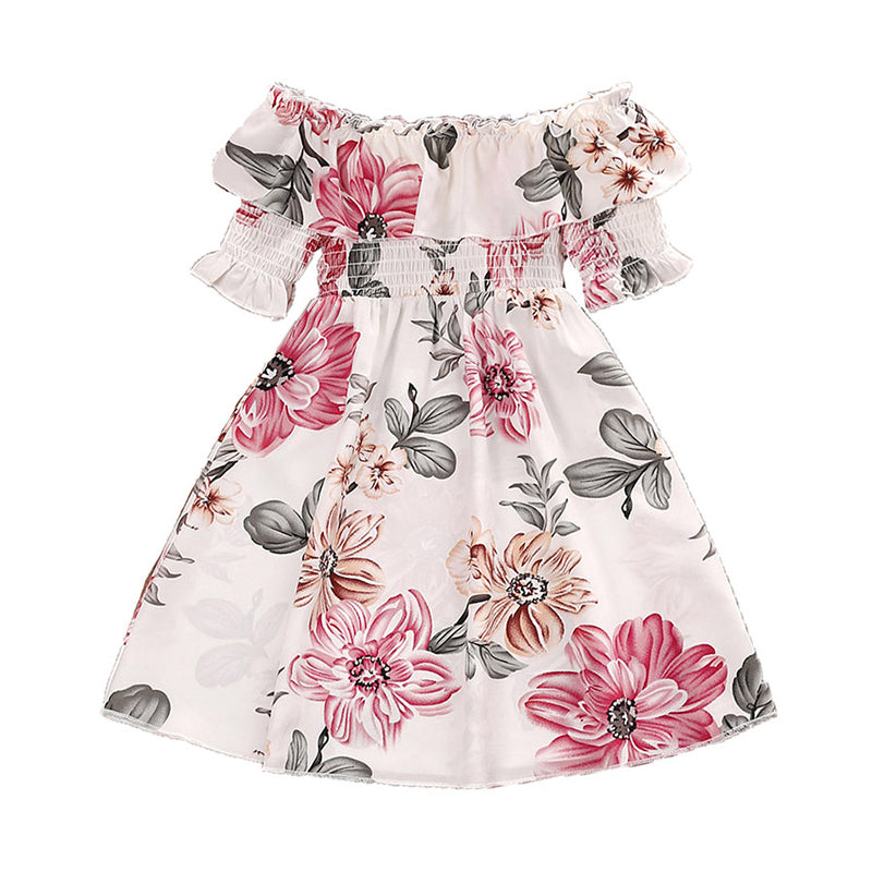 Baby Kid Girls Flower Print Dresses Wholesale 230103579