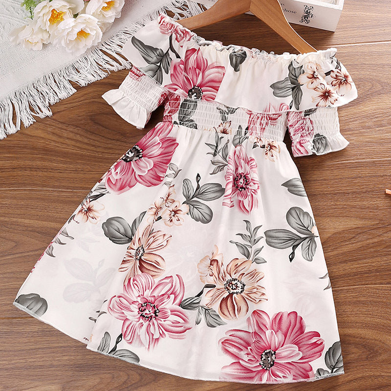 Baby Kid Girls Flower Print Dresses Wholesale 230103579