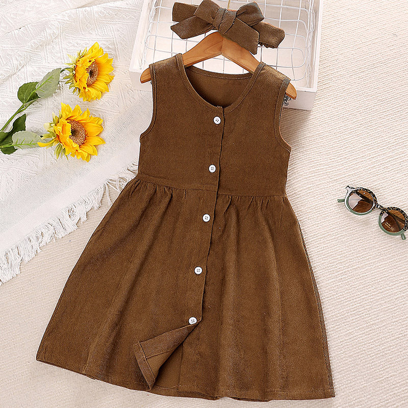 Baby Kid Girls Solid Color Dresses Wholesale 230103589