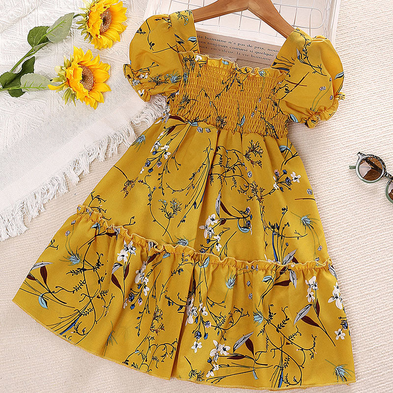 Baby Kid Girls Flower Print Dresses Wholesale 230103590