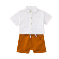 Load image into Gallery viewer, 2 Pieces Set Baby Kid Boys Solid Color Shirts And Shorts Wholesale 230103602
