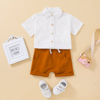 Load image into Gallery viewer, 2 Pieces Set Baby Kid Boys Solid Color Shirts And Shorts Wholesale 230103602
