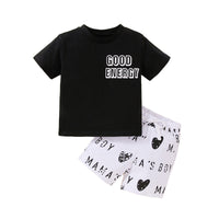 Load image into Gallery viewer, 2 Pieces Set Baby Kid Unisex Letters T-Shirts And Love heart Print Shorts Wholesale 230103616
