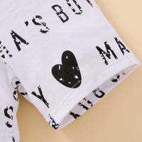 Load image into Gallery viewer, 2 Pieces Set Baby Kid Unisex Letters T-Shirts And Love heart Print Shorts Wholesale 230103616
