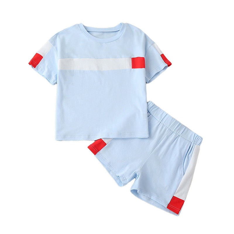 2 Pieces Set Baby Kid Boys Color-blocking T-Shirts And Shorts Wholesale 230105107