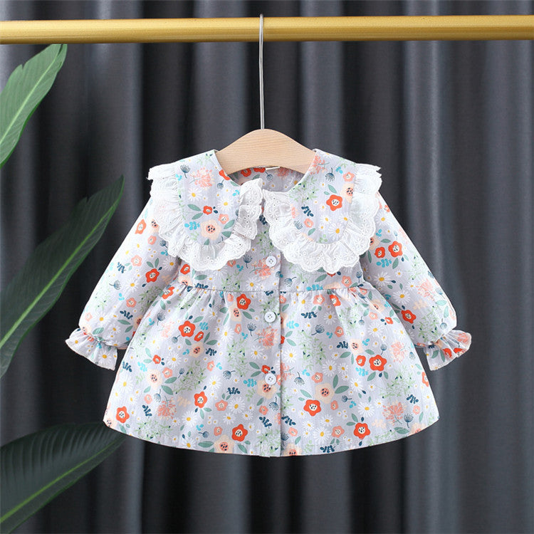 Baby Girls Flower Print Dresses Wholesale 230105125