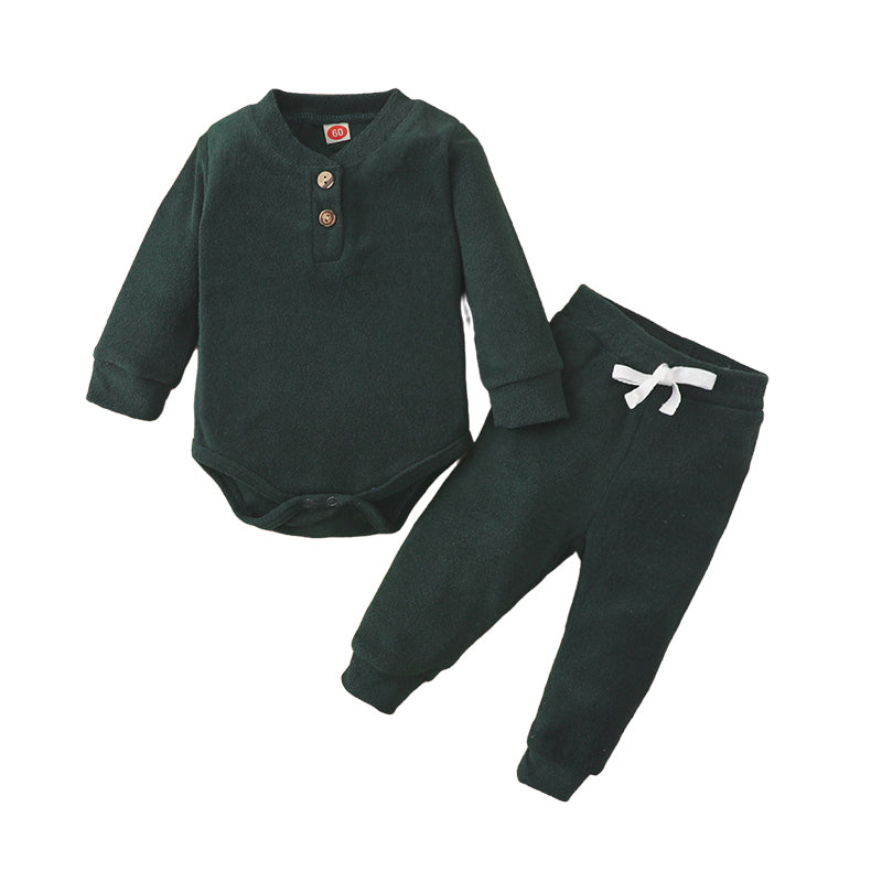 2 Pieces Set Baby Unisex Solid Color Rompers And Pants Wholesale 230105143