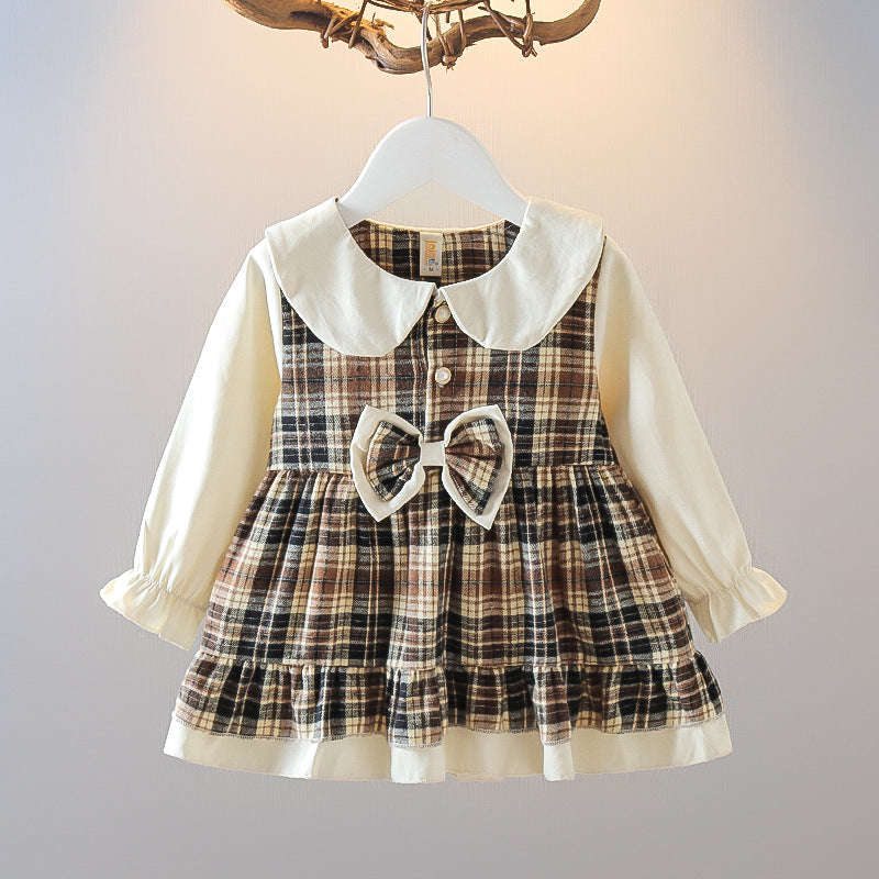 Baby Kid Girls Checked Bow Dresses Wholesale 230105163