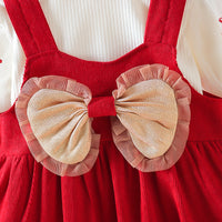 Load image into Gallery viewer, 2 Pieces Set Baby Kid Girls Solid Color Tops And Bow Dresses Wholesale 230105189
