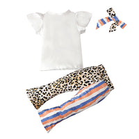 Load image into Gallery viewer, 3 Pieces Set Baby Kid Girls Independence Day Letters Print T-Shirts And Striped Leopard Pants And Headwear Wholesale 230105225
