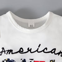 Load image into Gallery viewer, 3 Pieces Set Baby Kid Girls Independence Day Letters Print T-Shirts And Striped Leopard Pants And Headwear Wholesale 230105225
