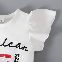 Load image into Gallery viewer, 3 Pieces Set Baby Kid Girls Independence Day Letters Print T-Shirts And Striped Leopard Pants And Headwear Wholesale 230105225
