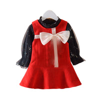 Load image into Gallery viewer, 2 Pieces Set Baby Kid Girls Solid Color Tops And Bow Dresses Wholesale 230105229
