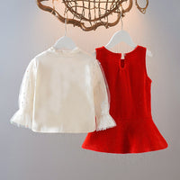 Load image into Gallery viewer, 2 Pieces Set Baby Kid Girls Solid Color Tops And Bow Dresses Wholesale 230105229
