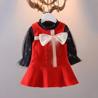 Load image into Gallery viewer, 2 Pieces Set Baby Kid Girls Solid Color Tops And Bow Dresses Wholesale 230105229
