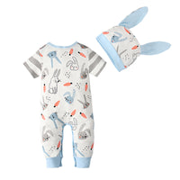Load image into Gallery viewer, Baby Boys Striped Animals Cartoon Print Easter Jumpsuits And Hats Wholesale 230105231
