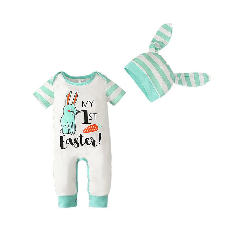 Baby Unisex Striped Letters Cartoon Print Jumpsuits Wholesale 230105238