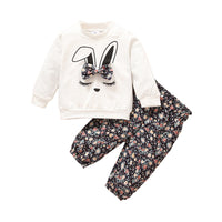 Load image into Gallery viewer, 2 Pieces Set Baby Kid Girls Cartoon Bow  Tops And Flower Print  Pants Wholesale 230105245
