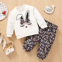 Load image into Gallery viewer, 2 Pieces Set Baby Kid Girls Cartoon Bow  Tops And Flower Print  Pants Wholesale 230105245
